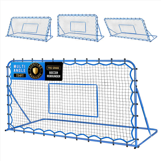 7x4FT Soccer Baseball Rebounder Net, Quick-Switch Angle Softball Pitch Back Net Volleyball Soccer Training for Control, Passing Practice, Bounce Back Rebounder Gifts & Equipment for Kids,Teens & Adult