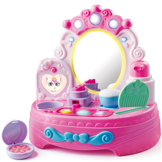 lalalark Toddler Vanity & Baby Vanity Mirror Toy, Interactive Pretend Vanity Set with 40+ Sounds and Music, Learn Musical Mirror Toy, Birthday Gift for 6 Months+ 1 2 3 Year Old Kids Girls