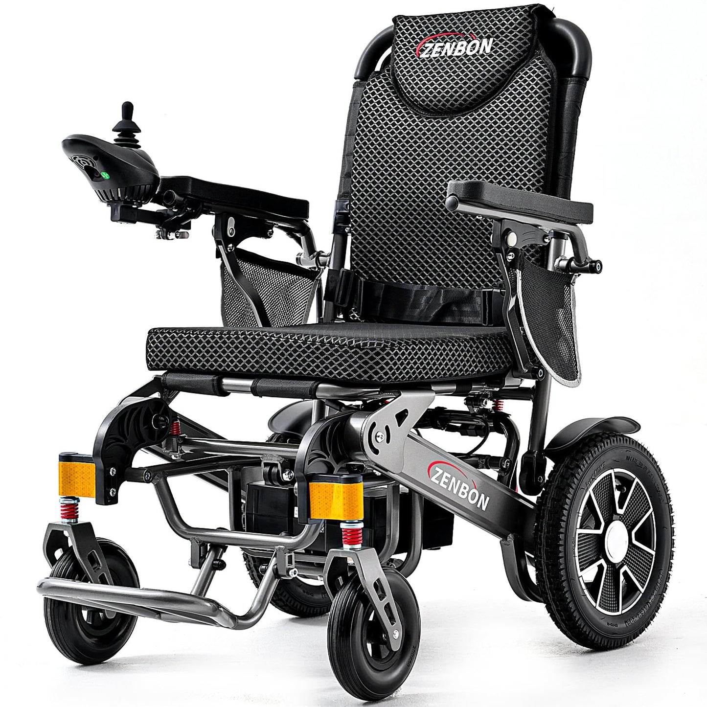 Electric Wheelchair ZENBON Lightweight Extra Wide Automatic Folding Motorized Wheelchairs for Seniors/Adults Motorized Mobility Device All Terrain 700W Power Wheel Chairs with Baskets 330Lbs (Silver)