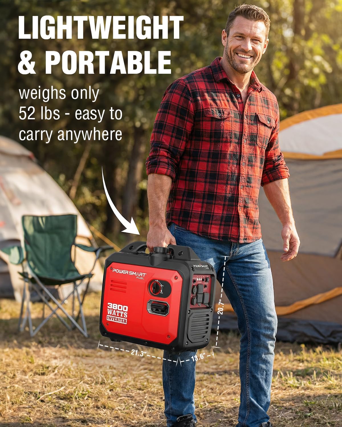 PowerSmart 3800-Watt Portable Inverter Generator Gas Powered, Quiet for Camping