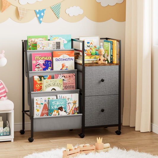 Modanais Book Shelf for Kids Rooms, Toddler Bookshelf Baby Bookcase with Kids Storage for Nursery, Bedroom, Playroom, Easy Assembly (Black)