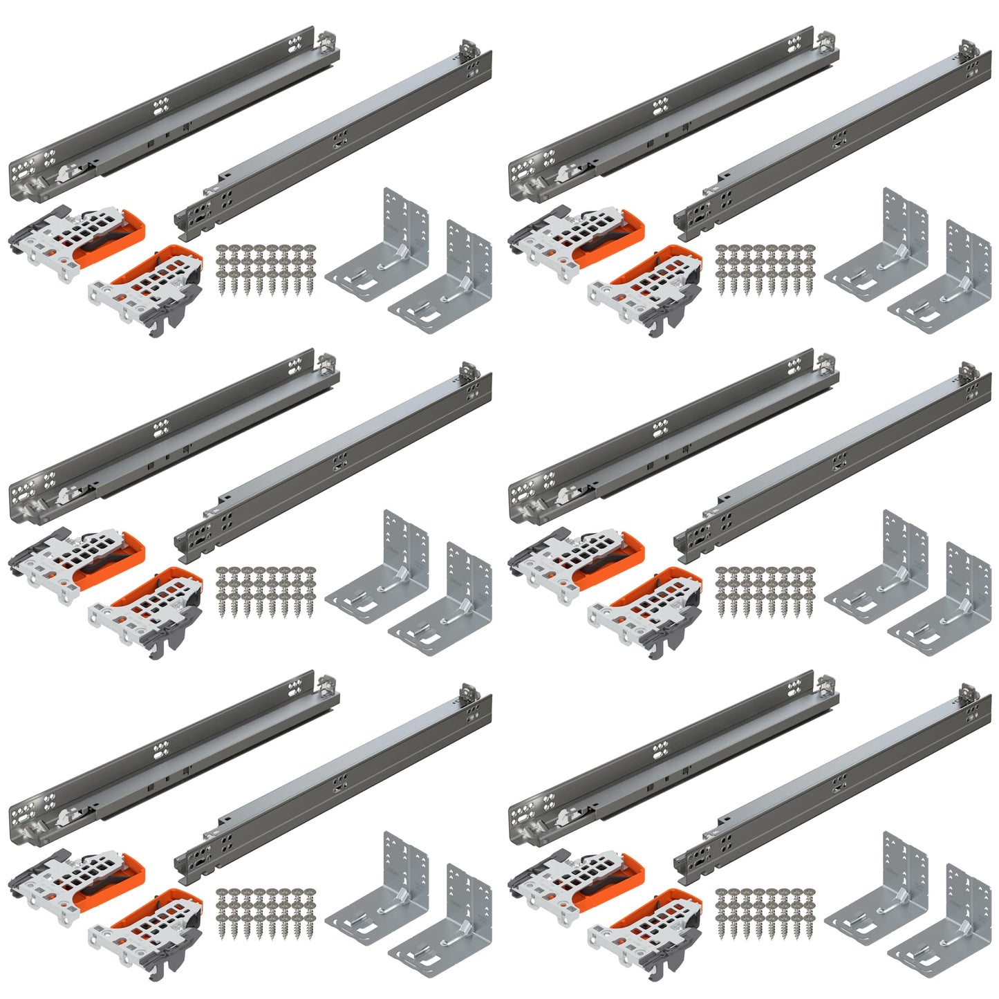 Blum TANDEM plus BLUMOTION Concealed Undermount Drawer Slides (Runners) Kit, 21-Inch, Full Extension, Soft-Close, Steel, 100 lb. Load Capacity for Wood Drawers (6 Kits)