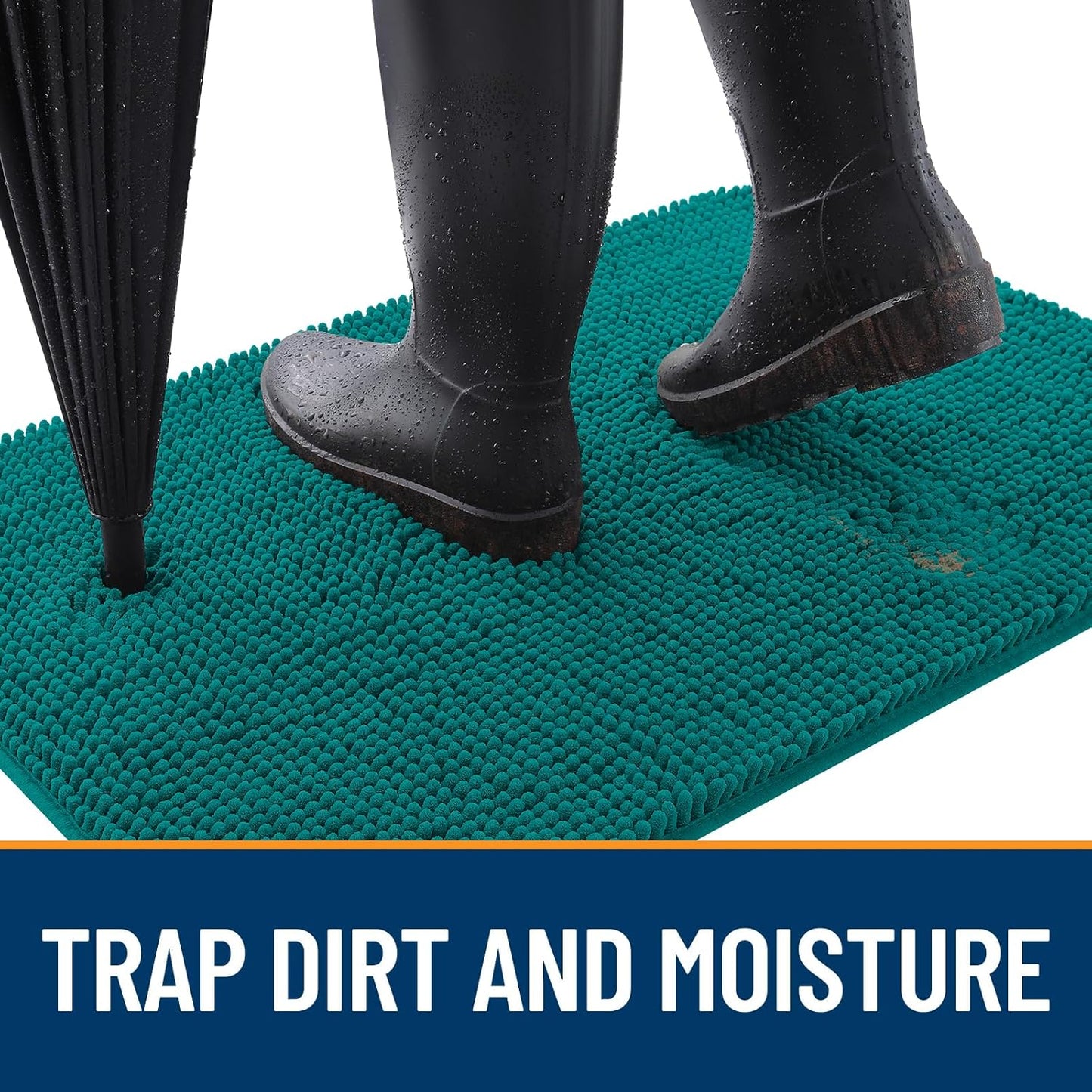 OLANLY Dog Door Mat - Absorbent Non-Slip Washable Doormat for Muddy Paws | 59x32, Lake Blue