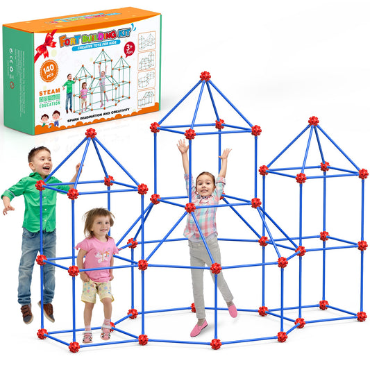 zqiliboyi Fort Building Set for Kids 4-8, 140pcs Educational Toys Play Sets, Large Creative DIY STEM Fort Making Set Indoor & Outdoor,Tunnels and PlayTent Construction Castles for Gift Boy or Girl