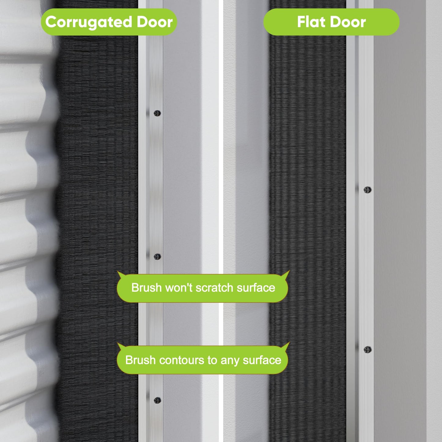 Garage Brush Seal Kit for Roll up Door 8 X 8Ft, Weather Stripping Garage Door Seal Top and Sides -Heavy Duty Nylon Brush with Aluminum Track, Insulation Door Kit for Corrugated,Sectional, Commercial