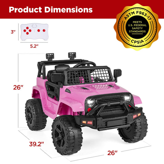 Best Choice Products 12V Kids Electric Vehicle Toy Ride On Car with Parent Remote Control for Toddlers, Seat Harness, 61 lbs Weight Capacity, Locking Doors, Spring Suspension, Bluetooth - Pink
