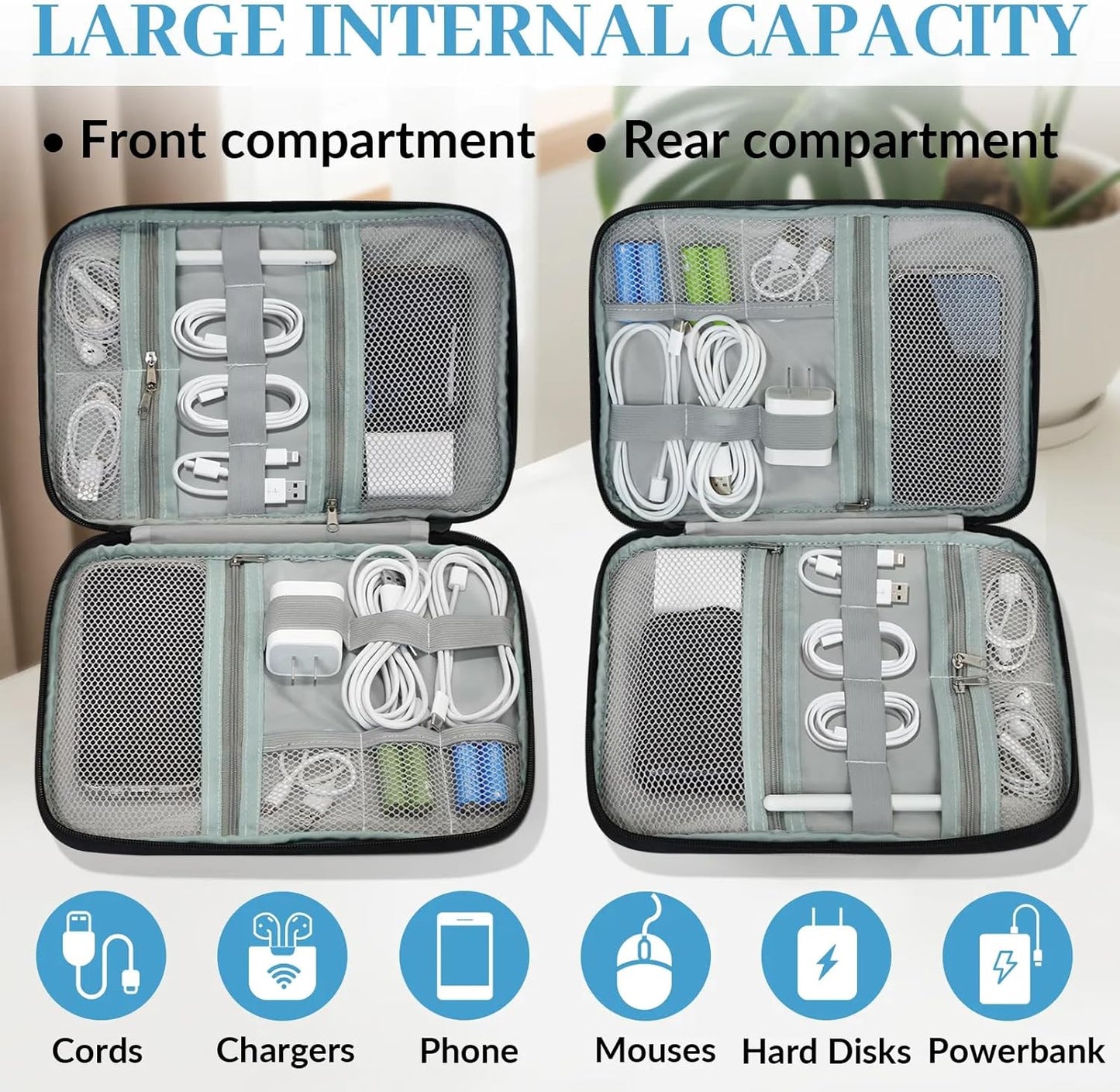 Milk Drinks Cord Organizer Travel Pouch Tech Electronic Accessories Case Funny Cable Storage Bag for Charger, SD Card