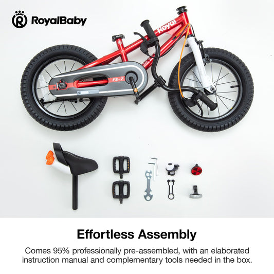 RoyalBaby Freestyle-7 Toddlers Kids Bike 12 Inch Wheel Dual Handbrakes Bicycle Beginners Boys Girls Ages 3-4 Years, Red