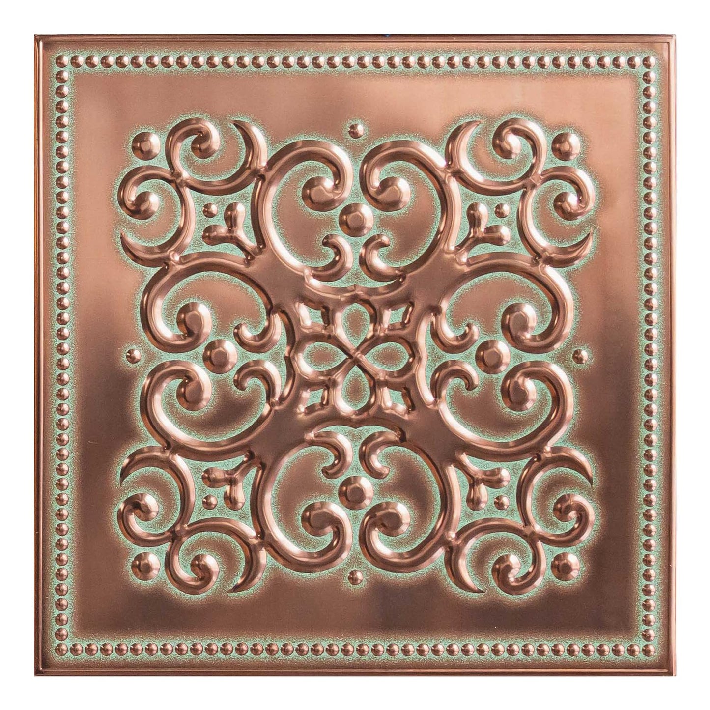 Wall Wear 10-Pack Peel and Stick Backsplash Metal Tiles 8" x 8" Patina Copper Design, Water-Resistant, Renter-Friendly, Aluminum Tile for Kitchen, Bathroom, Ceiling & DIY Projects