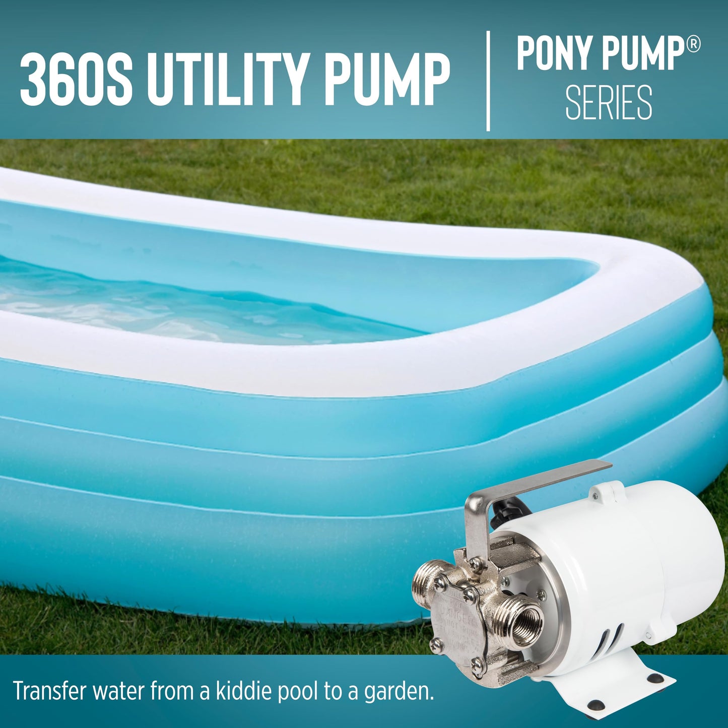 Little Giant 360S 115 Volt, 360 GPH 1/10 HP Stainless Steel Non-Submersible Multi-Purpose Utility Water Transfer Pony Pump with 6-Ft. Cord, White, 555110