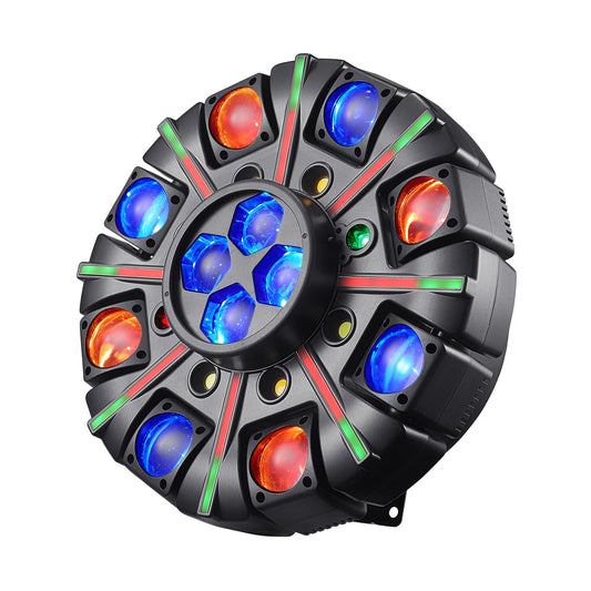 Moving Head DJ Lights for Parties, Disco Lights with Remote Control, 8-Arms 180W RGBW LED DJ Stage Lighting Sound Activated DMX 512 Control for Disco Club Wedding Party World Cup