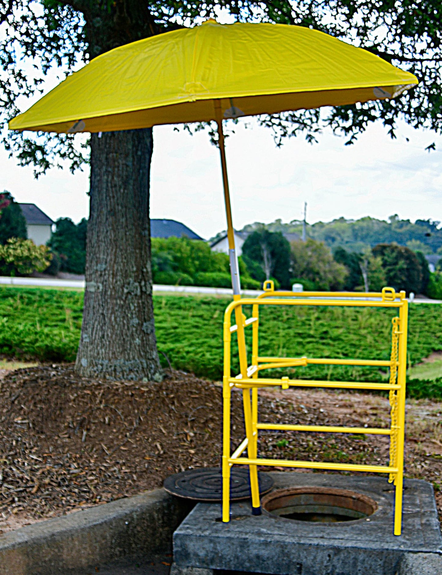 Allegro 9401 | Manhole Guard Rail | 33” x 33” x 42.25” | Safety Yellow Steel | Collapsible, One-Piece, No-Tools Assembly | OSHA Temporary Barrier Railing | High Visibility | 39 lbs