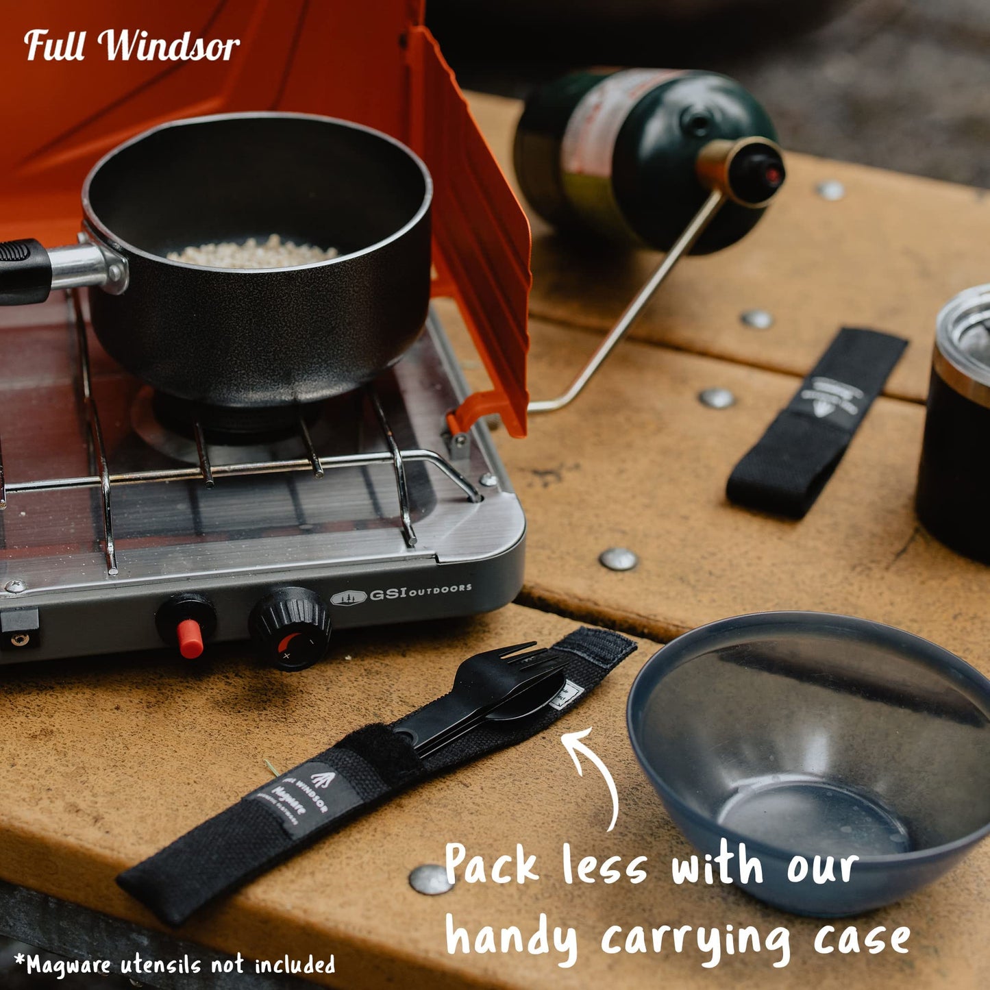 Full Windsor Magware Single Set Pouch - Travel & Camping Utensils Pouch - Reusable, Foldable, Portable, Pocket-Sized Cutlery Set Case for Fork, Knife, Spoon, Chopsticks - For Lunch Box Silverware Set