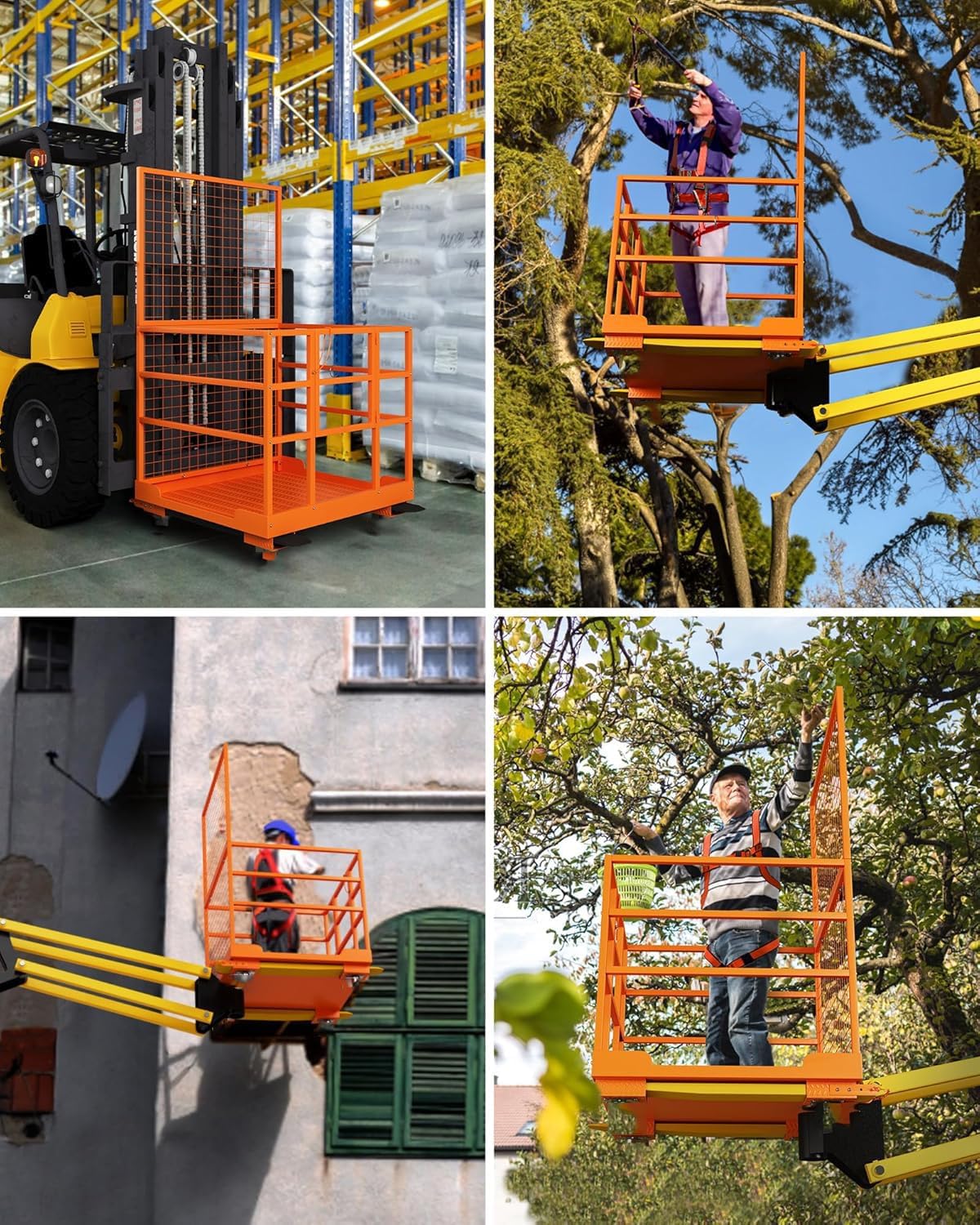 43"X45" Forklift Safety Cage with Wheels, 1800Lbs Capacity Forklift Work Platform with Non-Slip Platform & Lock, Heavy-Duty Lift Basket Aerial Platform for Warehouse Rack Repair/Construction