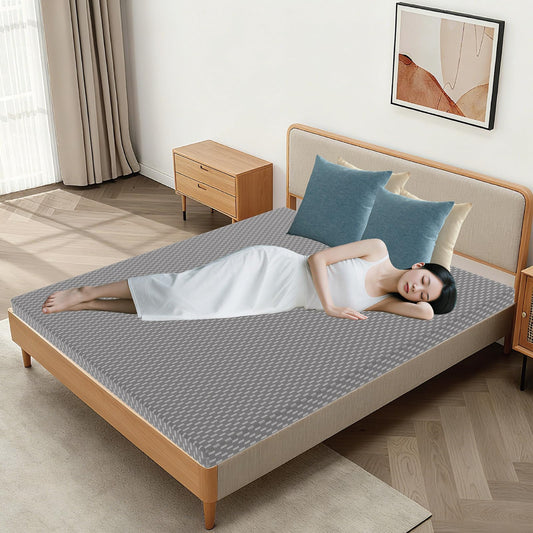 OLMCWOOL 3 Inch Queen Mattress, Medium Firm, Memory Foam Mattress,Bed in a Box, CertiPUR-US Certified,Pressure Relief, Ventilated Foam, Washable Removable Cover (Grey, Queen 3in)