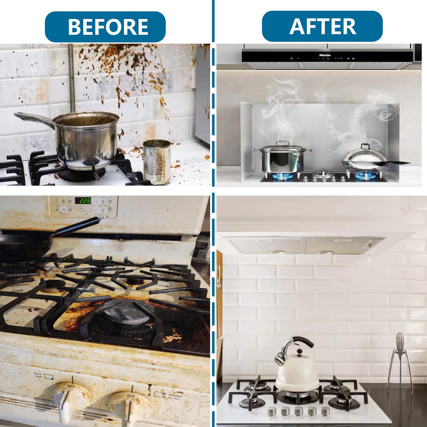 2 PCS Stove Grease Oil Splatter Guard | Range Backsplash Splatter Guard for Wall | 2 Sided Foldable Splash Shield Metal Panel Protector for Cooking, Stainless Steel, 18.1 X 15.7 X 15.7 Inches