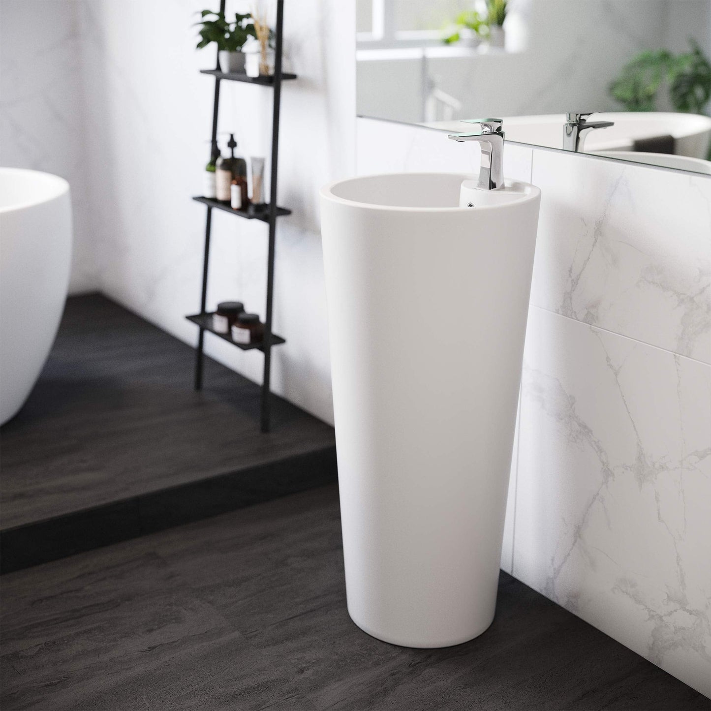 Swiss Madison Well Made Forever SM-PS307, Monaco Circular Pedestal Sink, Glossy White