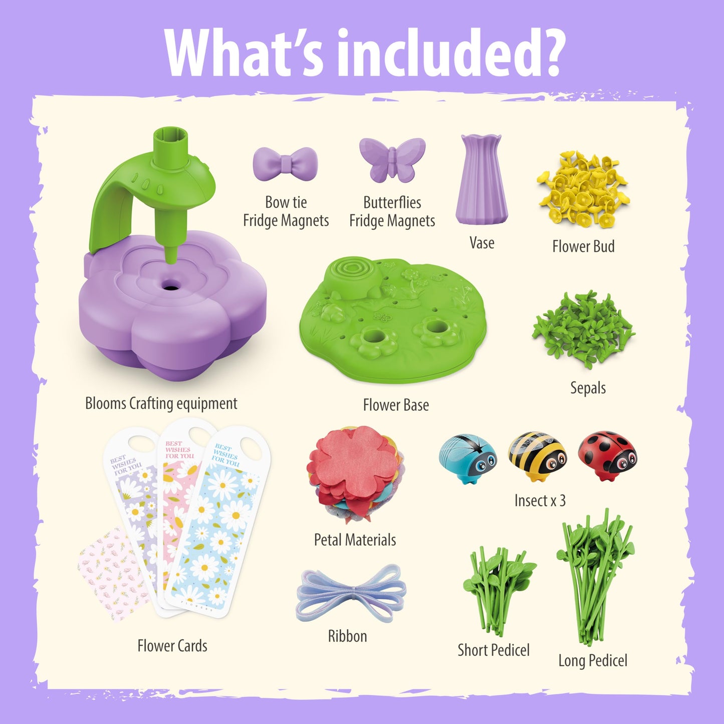 Wiyeang DIY Fabric Flower Bouquet Kit for Girls,Arts and Crafts for Kids Ages 6-12,Birthday Gifts Ideas for Girl 6 7 8 9 10 11 Year Old-Light and Music Flowers Market Toy