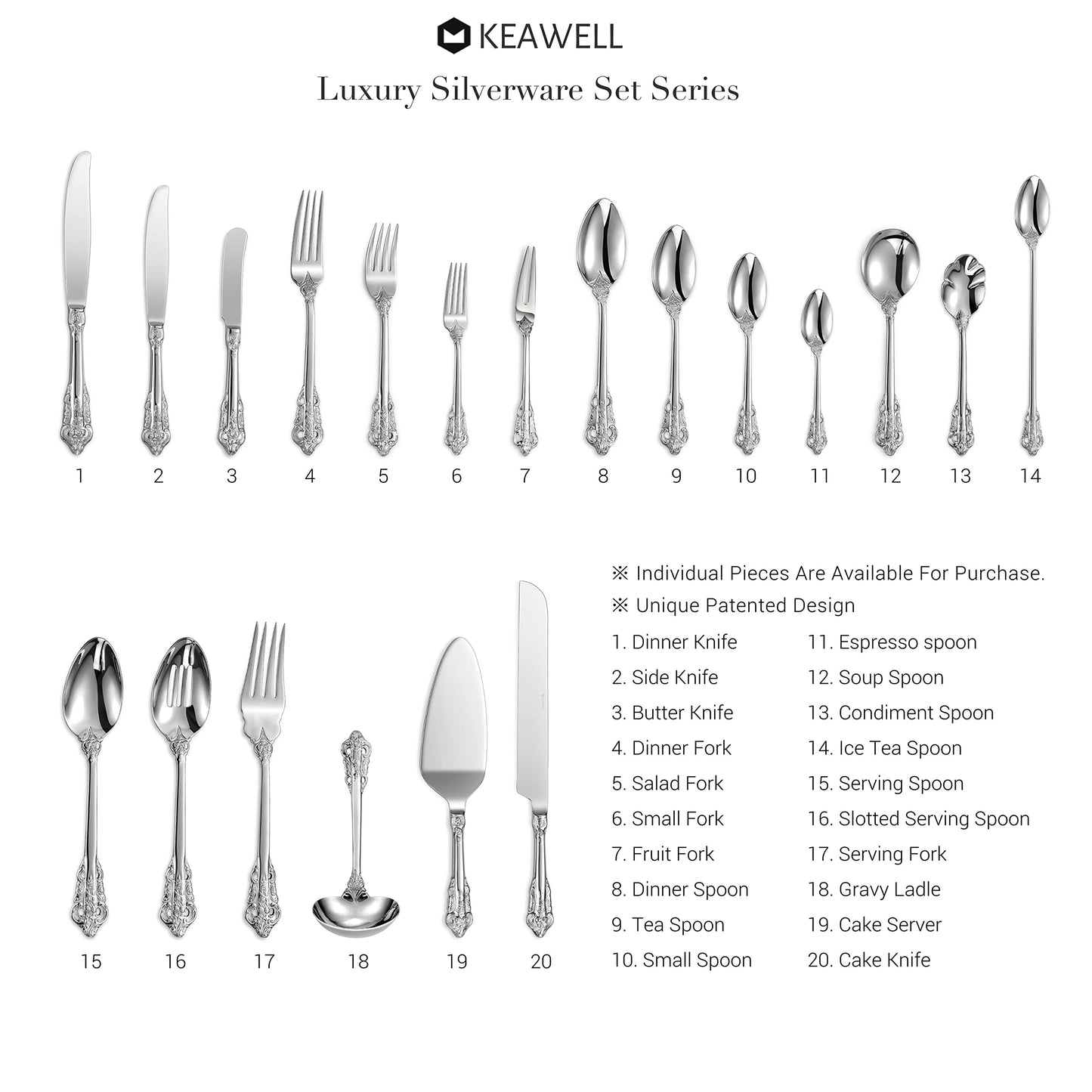 KEAWELL Luxurious 5.1-Inch Espresso Spoons Set - 6 Pieces - Mini Coffee Spoon, 18/10 Stainless Steel - Gorgeous Design with Exceptional Mirror Polished Finish (Silver)