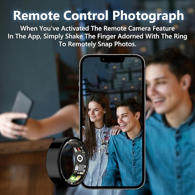 Smart Health Ring for Women Men Fitness Tracker with Heart Rate, Blood Oxygen, Blood Pressure, Sleep Monitoring, Step Counting, IP68 Waterproof for iPhone and Android, No APP Fee, Gold 6