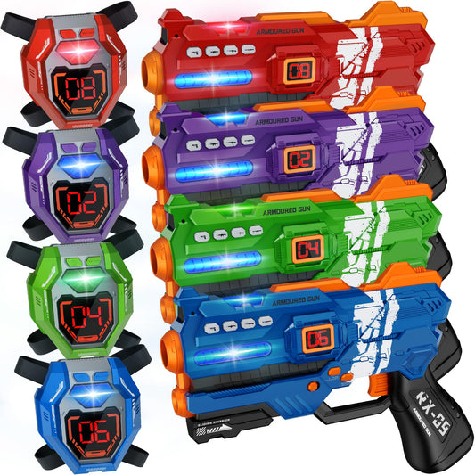 Laser Tag Guns Set of 4 Laser Tag Guns with Digital LED Score Display Vests,Gifts for Teens and Adults Boys & Girls,Adults and Family Fun,Gift for Kids Ages 8 9 10 11 12+Year Old Boy