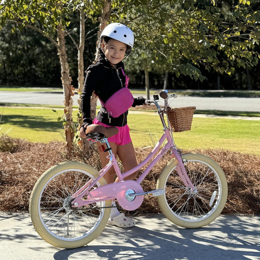 Petimini 18 Inch Little Kids Bike for Age 5 6 7 8 Years Old Girls Retro Vintage Style Bicycles with Basket Training Wheels and Bell, Blue