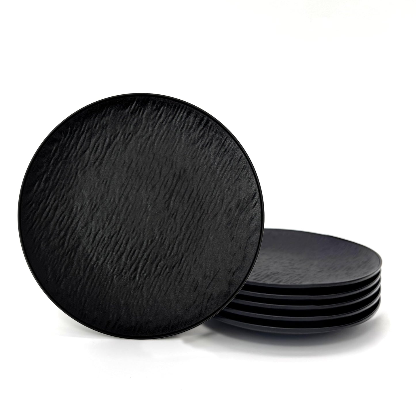 NoorooCare Reusable Plastic Plate Sets of 6, Unbreakable Dinner Plates, Dinnerware for Kitchen Camping Party and Restaurant, 8 inch,Black