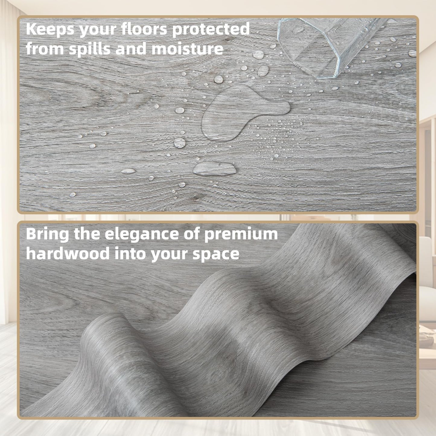 Art3d 15 Sq.ft Peel and Stick Floor Tiles, 10Pcs Luxury Vinyl Plank Flooring Wood Look, 36" × 6" Adhesive and Waterproof Tile Sticker for Bedroom, Living Room, Kitchen, Gray