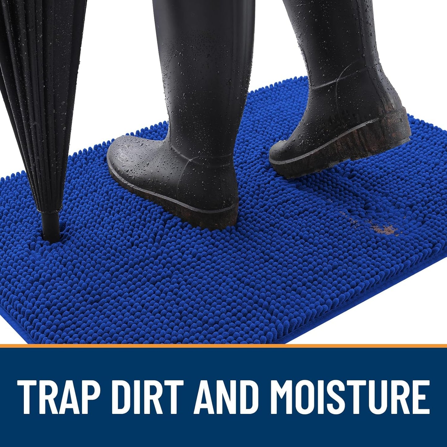 OLANLY Dog Door Mat - Absorbent Non-Slip Washable Doormat for Muddy Paws | 34x21 Royal Blue