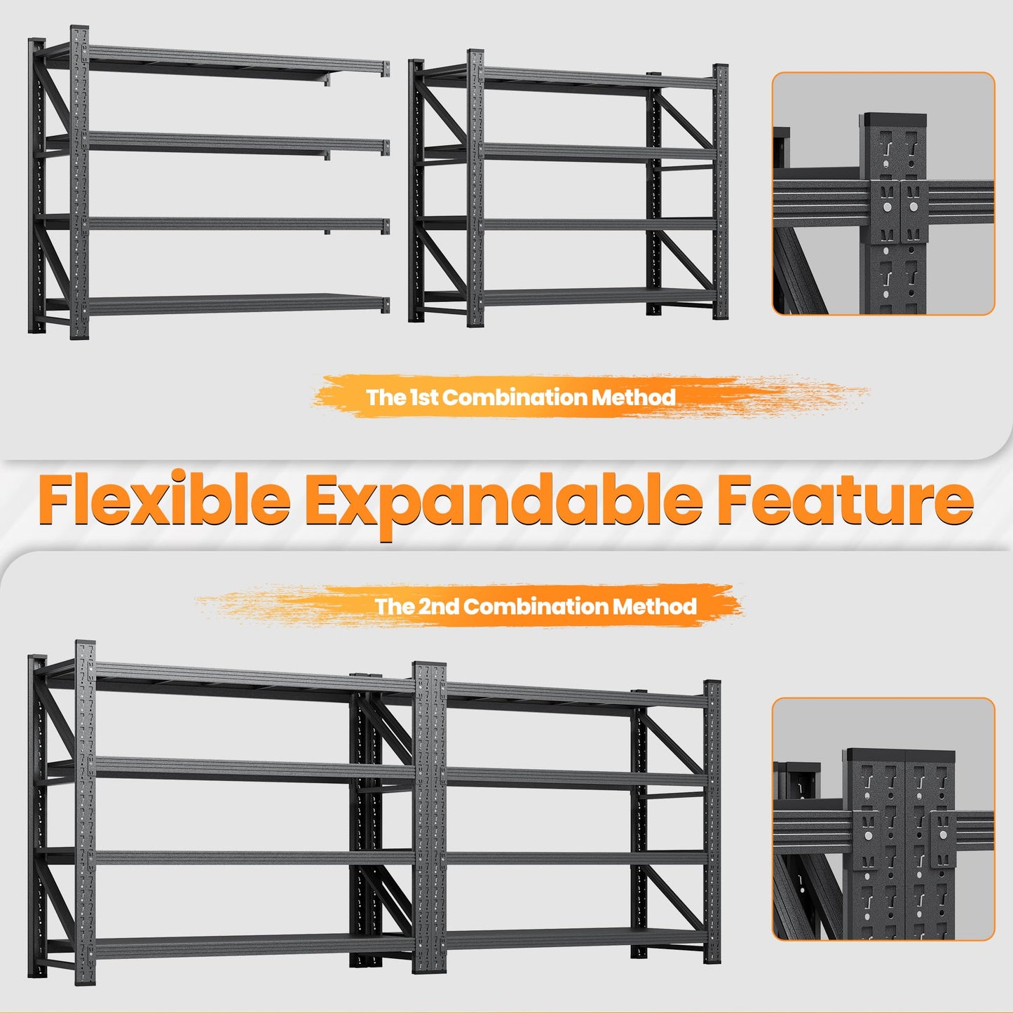 48" W Metal Storage Shelves Heavy Duty, 3000LBS Garage Shelving Units, 4 Tier Tall Metal Shelving, 24" Deep Steel Shelf Rack , Adjustable Utility Standing Shelf for Warehouse/Shop 48"W x 24"D x 70"H