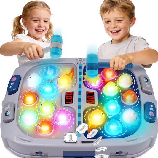 Whack Game Mole,Toys for 3+ Year Old,Birthday Gifts for 3 4 5 6 Year old Boys,Boys Toys Age 3,Toddler Gifts,2 Player Game Toy,Larger 11*15in Whack Toy with 5 Modes,9 Speeds,54 Levels and Light&Sounds