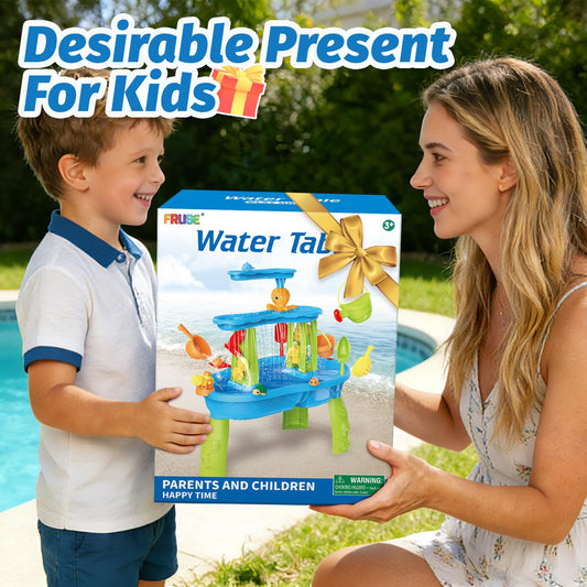 FRUSE Kids Water Table for Toddlers 3-5,3-Tier Splashing Sand Water Table Toys with Accessories,Activity Sensory Play Table for Backyard Beach Grass,Summer Outdoor Toy for Boys Girls Age 3 4 5 6 7 8