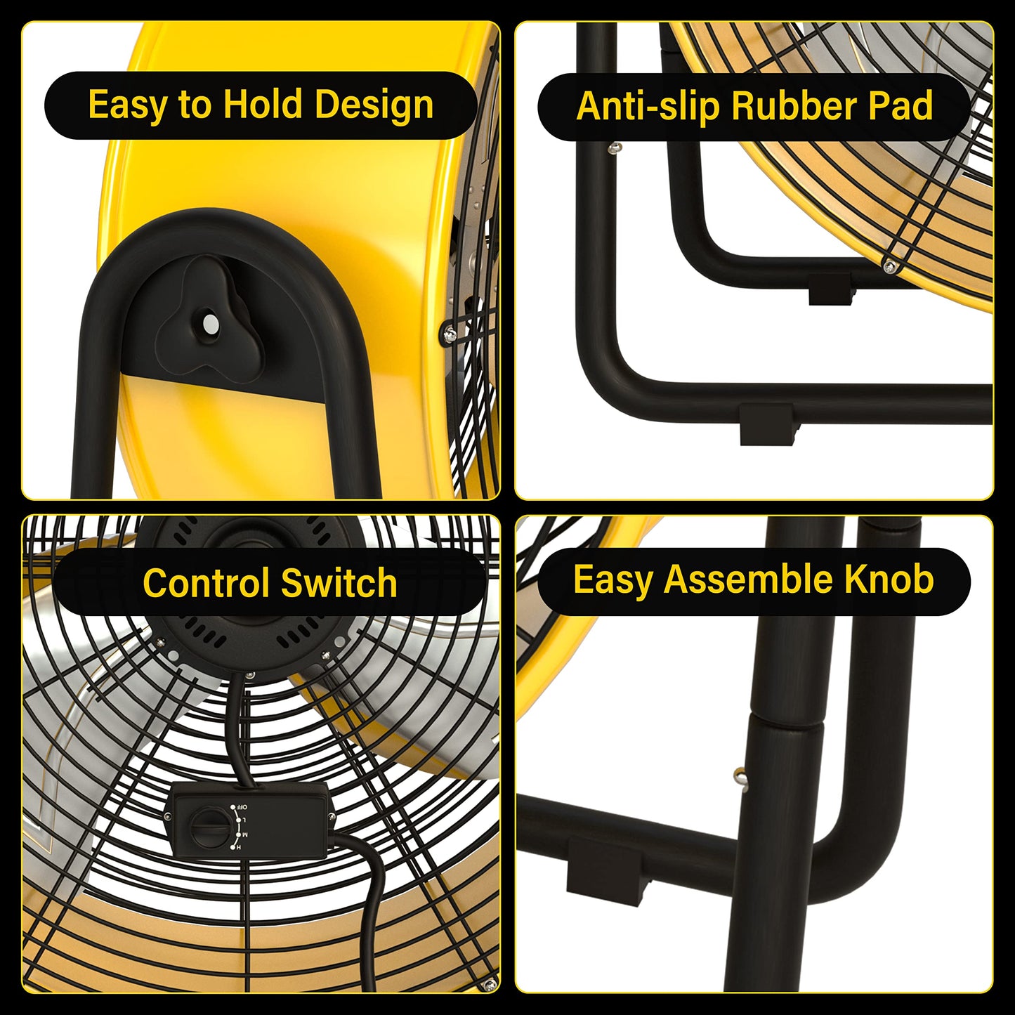 Simple Deluxe 42-Inch Heavy-Duty Industrial Drum Fan, Dual-Speed High-Velocity Metal Floor Fan with 360° Tilt, Ideal for Warehouses, Workshops, Factories, Garages, and Basements
