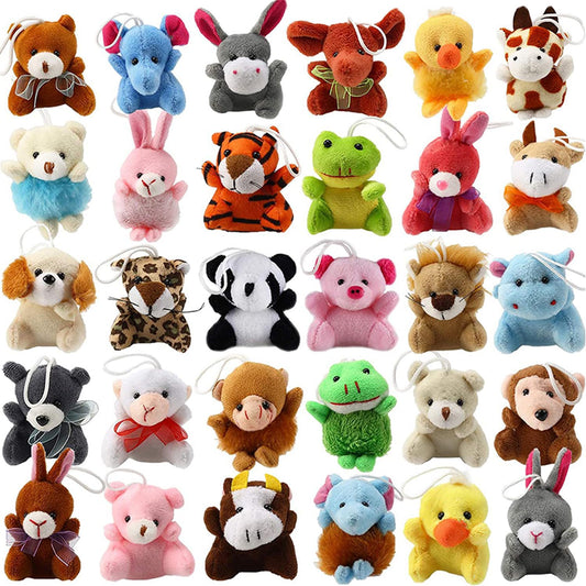 LMAZEPMQ Mini Plush Animal Toy Set,Cute Animals Keychain Decoration for Kids,Goodie Bag Fillers, Basket Stuffers, School Prizes, Valentine's Day Party Supplies (96pcs)