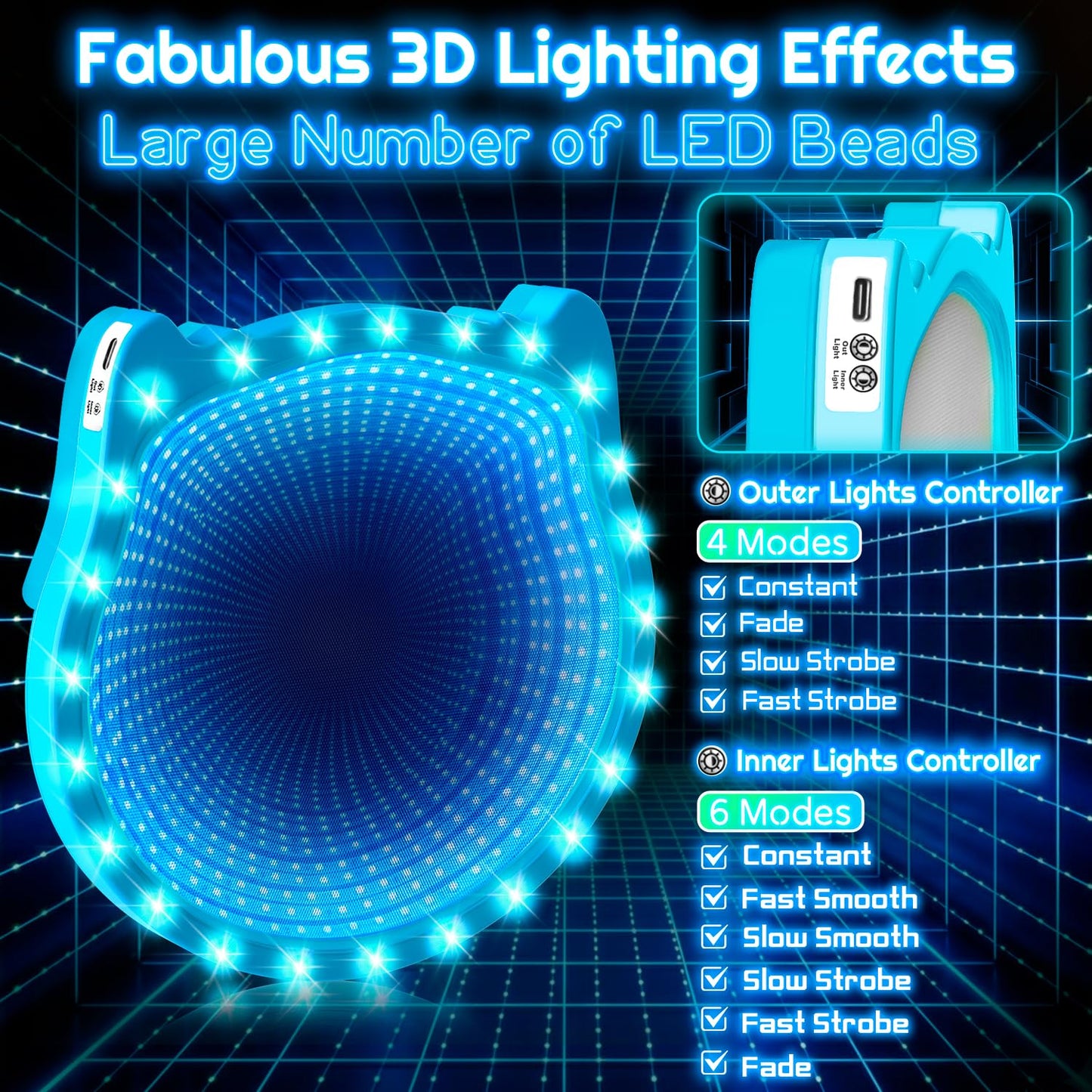 Elecdemic 3D LED Light Up Toss Catch Ball Game Set Fidget Toys Baseball Gifts Outdoor Outside Backyard Party Glow in the Dark Sticky Paddle Mitt Age 3 4 5 6 7 8 9 10 11 12 Year Old Boy Girl Kids Adult