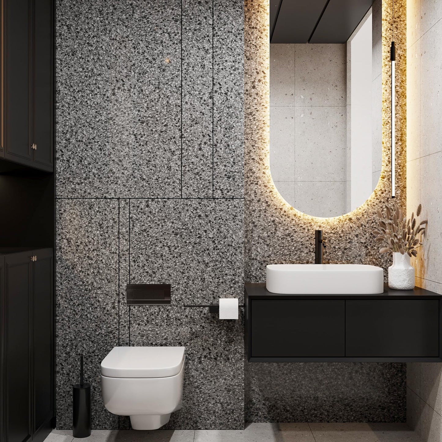 VEELIKE Dark Granite Contact Paper for Countertops Waterproof Peel and Stick Countertops Marble Contact Paper 354''x32'' Wide Marble Wallpaper Peel and Stick Countertop Paper for Kitchen Bathroom Desk