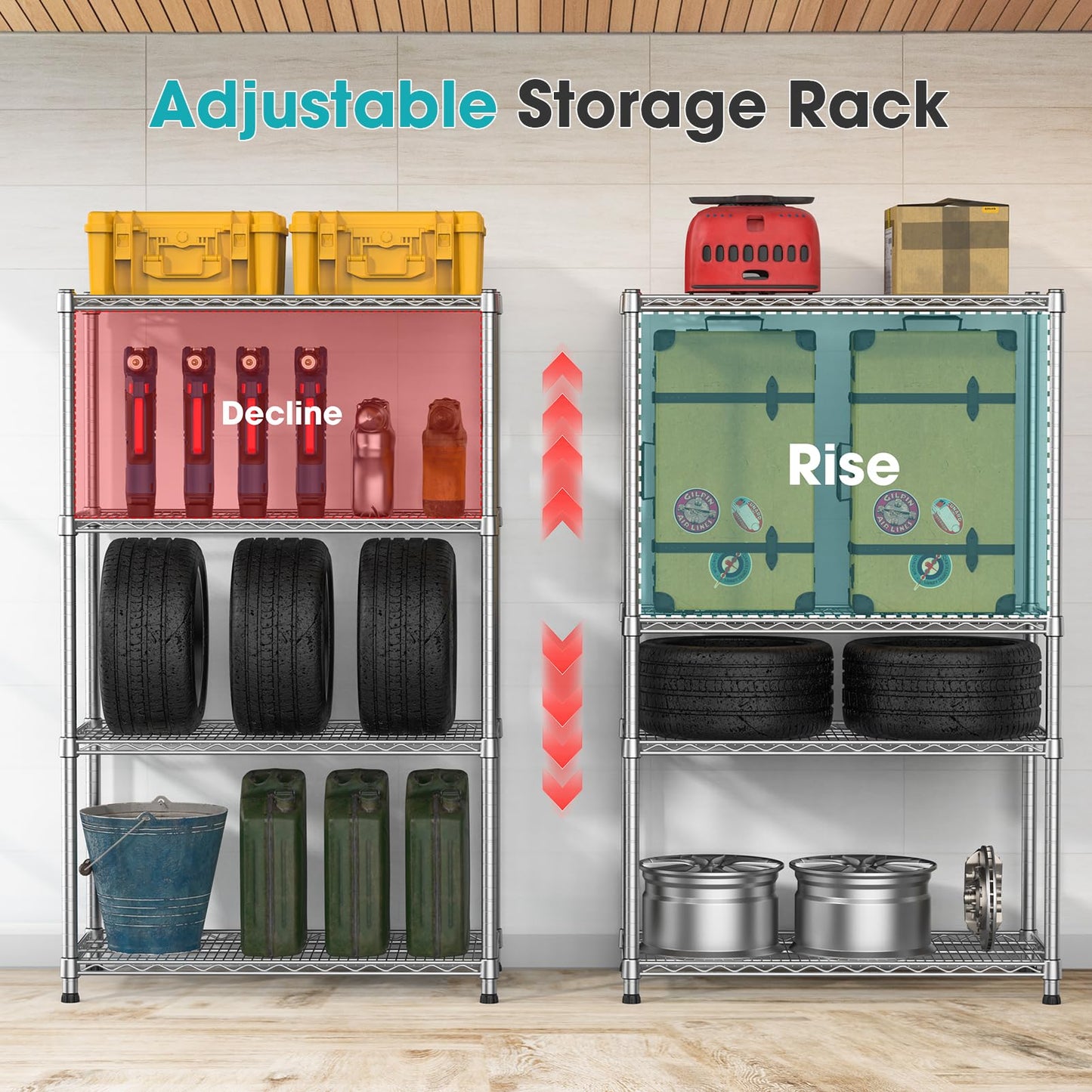 Wnkelo Heavy Duty Wire Shelving Unit 4-Tier Adjustable Metal Storage Rack Steel Shelves Metal Wire Shelf for Pantry Laundry Room Closet Garage Kitchen 2200 lbs Capacity 13.8”D x 30”W x 59”H