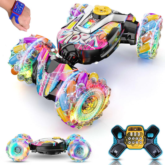 Gesture Sensing Remote Control Stunt Car - Boys Toys Age 6-8-12, 4WD Hand Controlled RC Twist Car with Light & Music, Cool Birthday Presents and Ideas Gifts for Boys Kids Age 7 9 10 11 12 Years Old