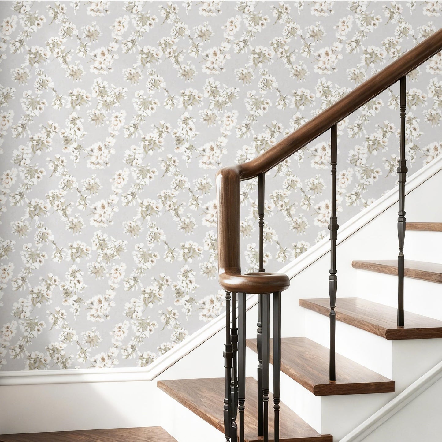 LUKUUI 17.3" x 393.7" Floral Peel and Stick Wallpaper Self Adhesive Wallpaper for Bedroom Cabinets and Kitchen Countertop Thicken