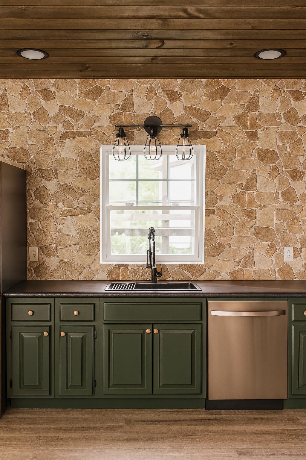 Dundee Deco 3D Stone Wall Panels - Pack of 10, 39"x25" Panel, Covers 67 sq. ft - Brown Beige Wall Paneling for Interior Wall Decor