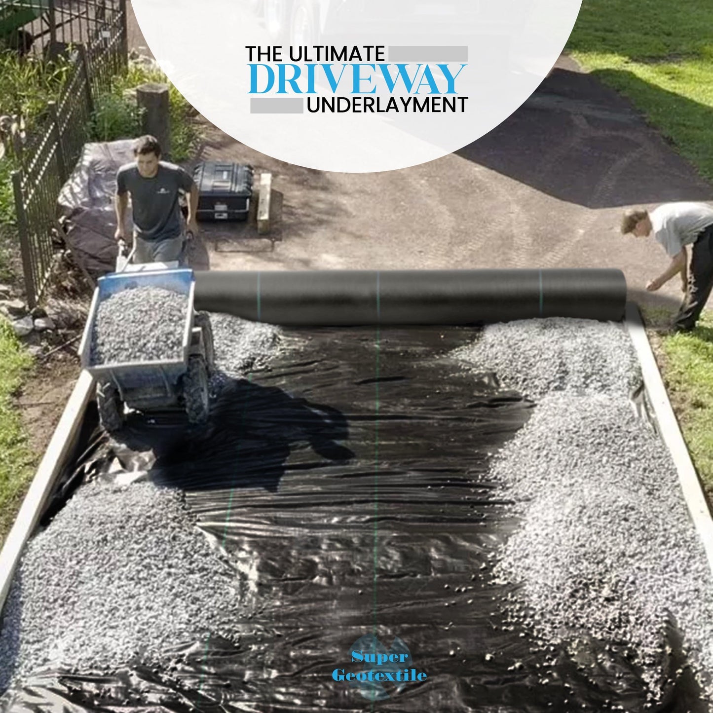 Super Geotextile Woven Geotextile Fabric for Driveway and Road Stabilization, Construction Underlayment, Erosion Control, Commercial Grade 50 Year for Gravel Roads and Pavers (20x30) Ships Folded