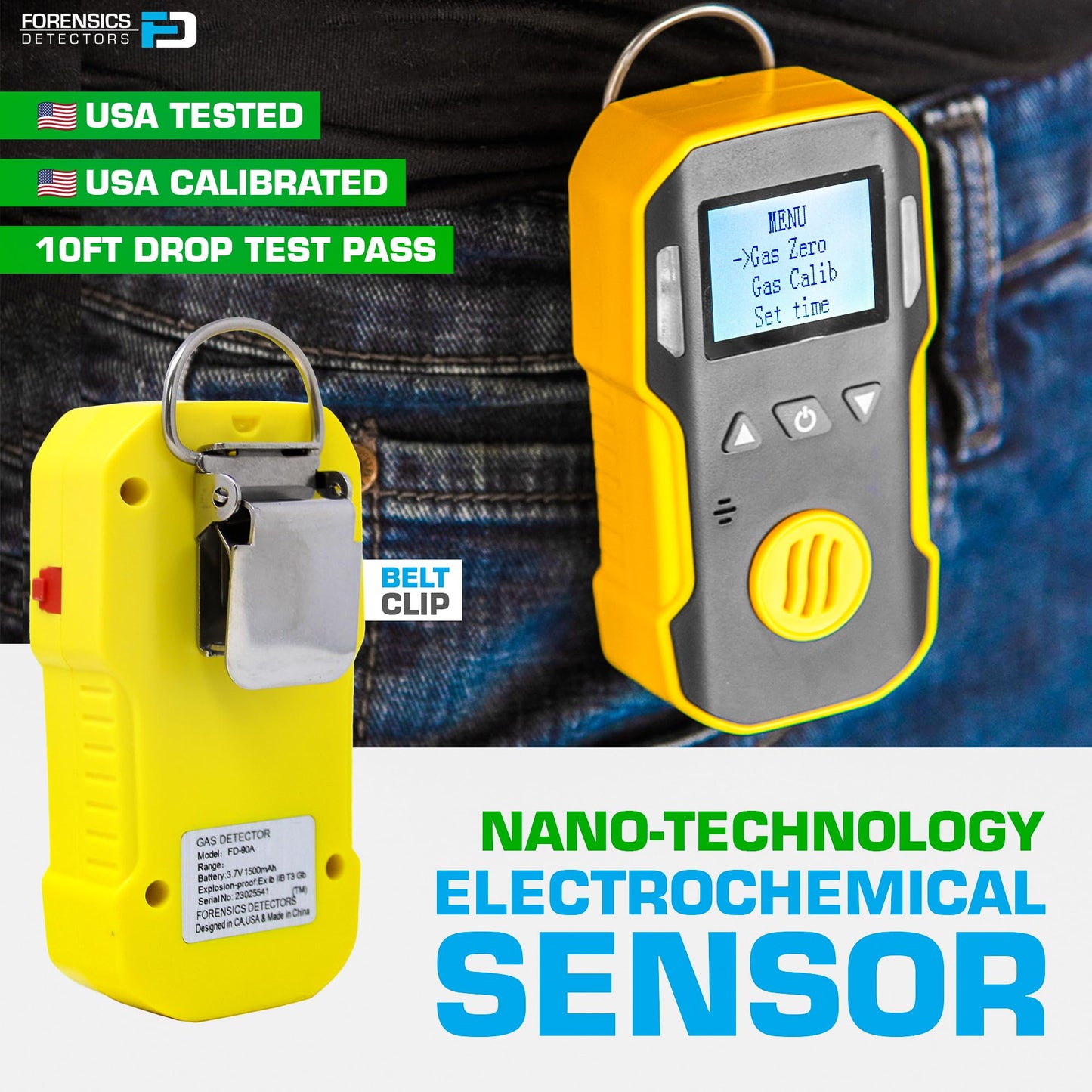 Styrene Gas Detector (C8H8) by Forensics | USA NIST Calibration & Certificate | Dust & Explosion Proof | USB Recharge | Sound, Light and Vibration Alarms | 0-100 ppm |