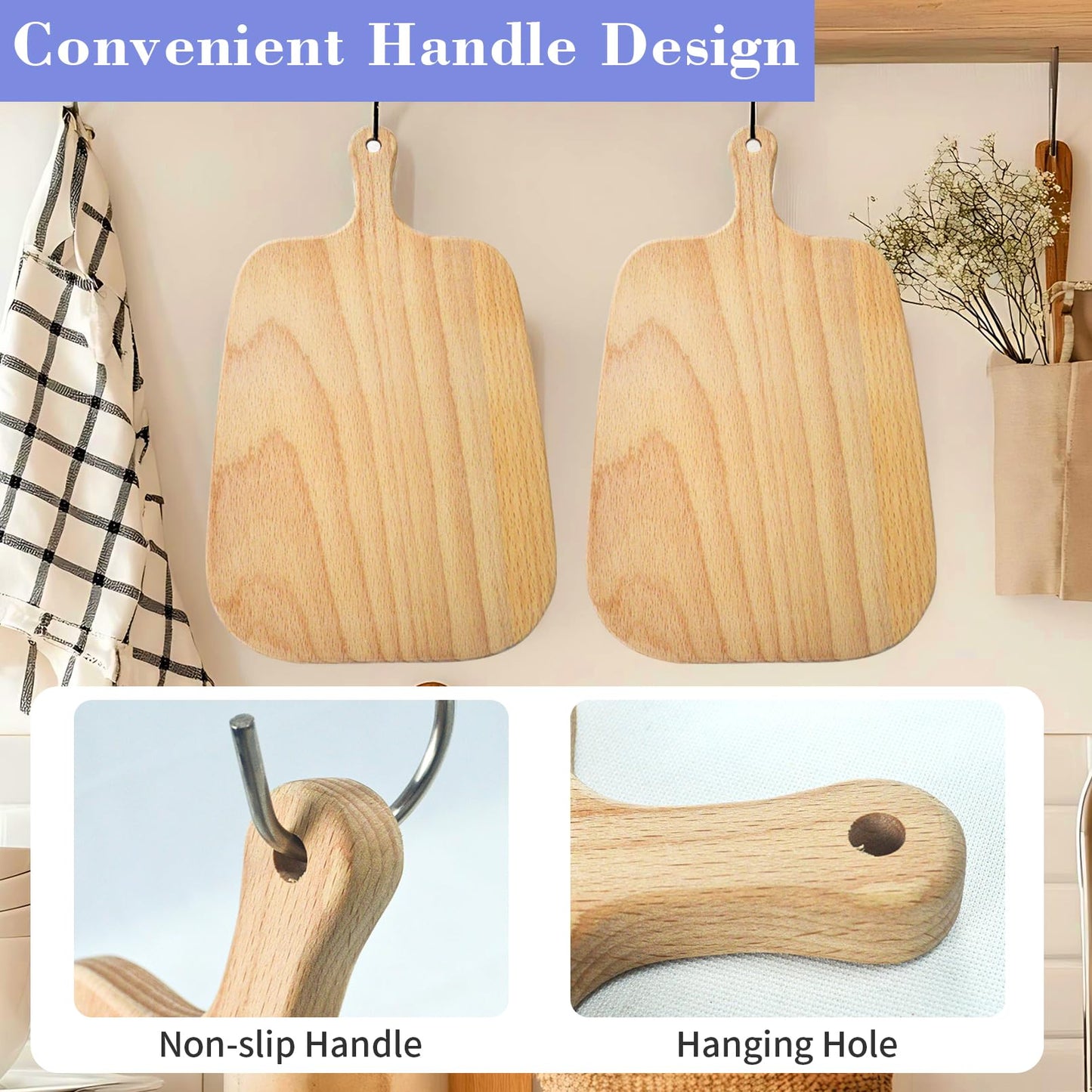 bllbiwin 6 Pcs Wood Cutting Board with Handle,Thicken Wood Charcuterie Kitchen Chopping Boards,Serving Board for Meat,Cheese,Bread,Vegetable,Fruit,Wedding(10.5 x 6 Inch)