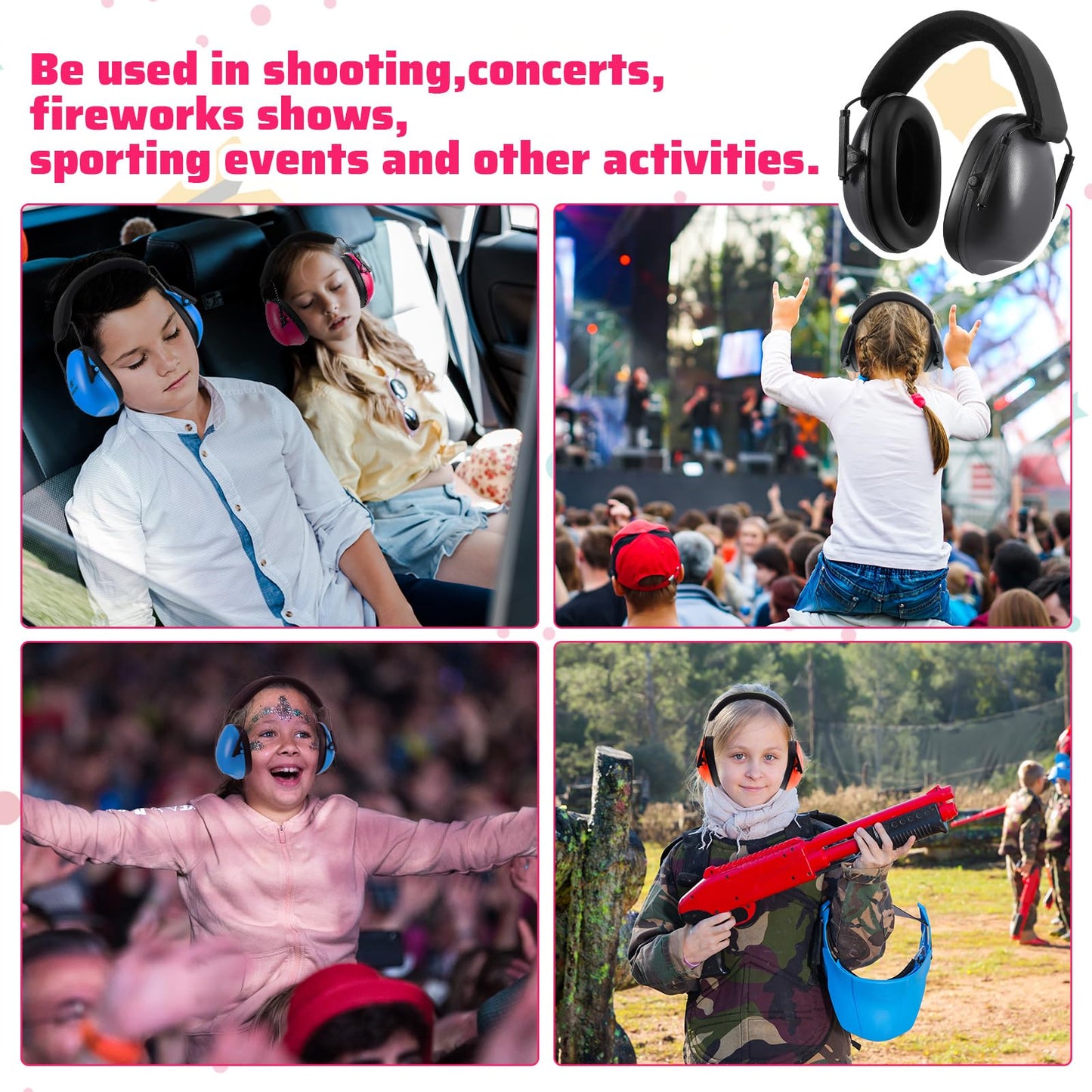 Amylove 24 Pcs Kids Ear Protection Noise Cancelling Headphones Noise Reduction Ear Muffs 27dB Hearing Protection (7 Colors)