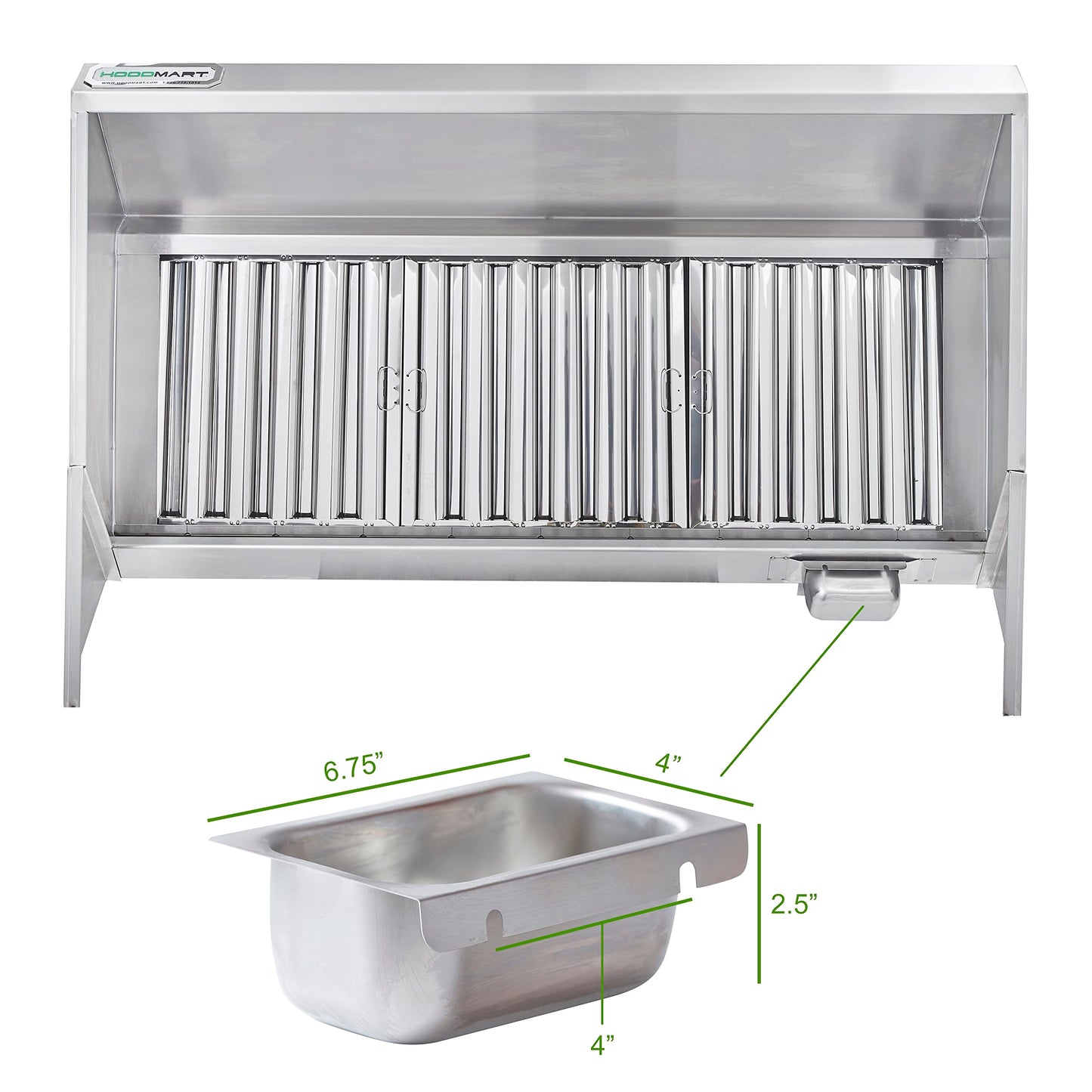 HOODMART 7' Concession Trailer Hood System for Food Truck | Commercial Range Hood with Direct Drive Exhaust Fan | Stainless Steel Kitchen Equipment with Install Kit Included