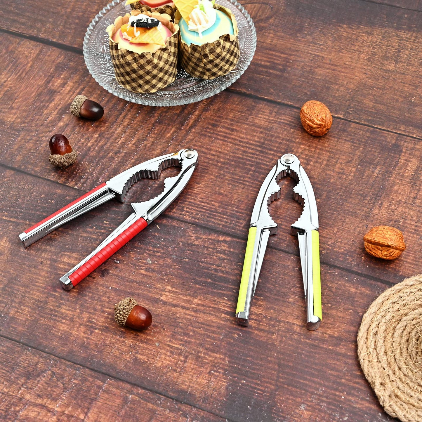 8 Pcs Nut Crackers for All Nutcracker Seafood Tools Walnut Cracker for All Nuts Heavy Duty Shell Cracker Lobster Crab Crackers with Non-slip Handle