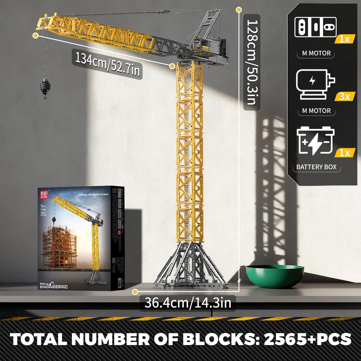 Mould King RC Tower Crane Advanced Building Kit for Adults, MOC Heavy-Duty Truck Block Sets to Build, APP Control Large Engineering Construction Model Toy for Youth (2575 PCS)