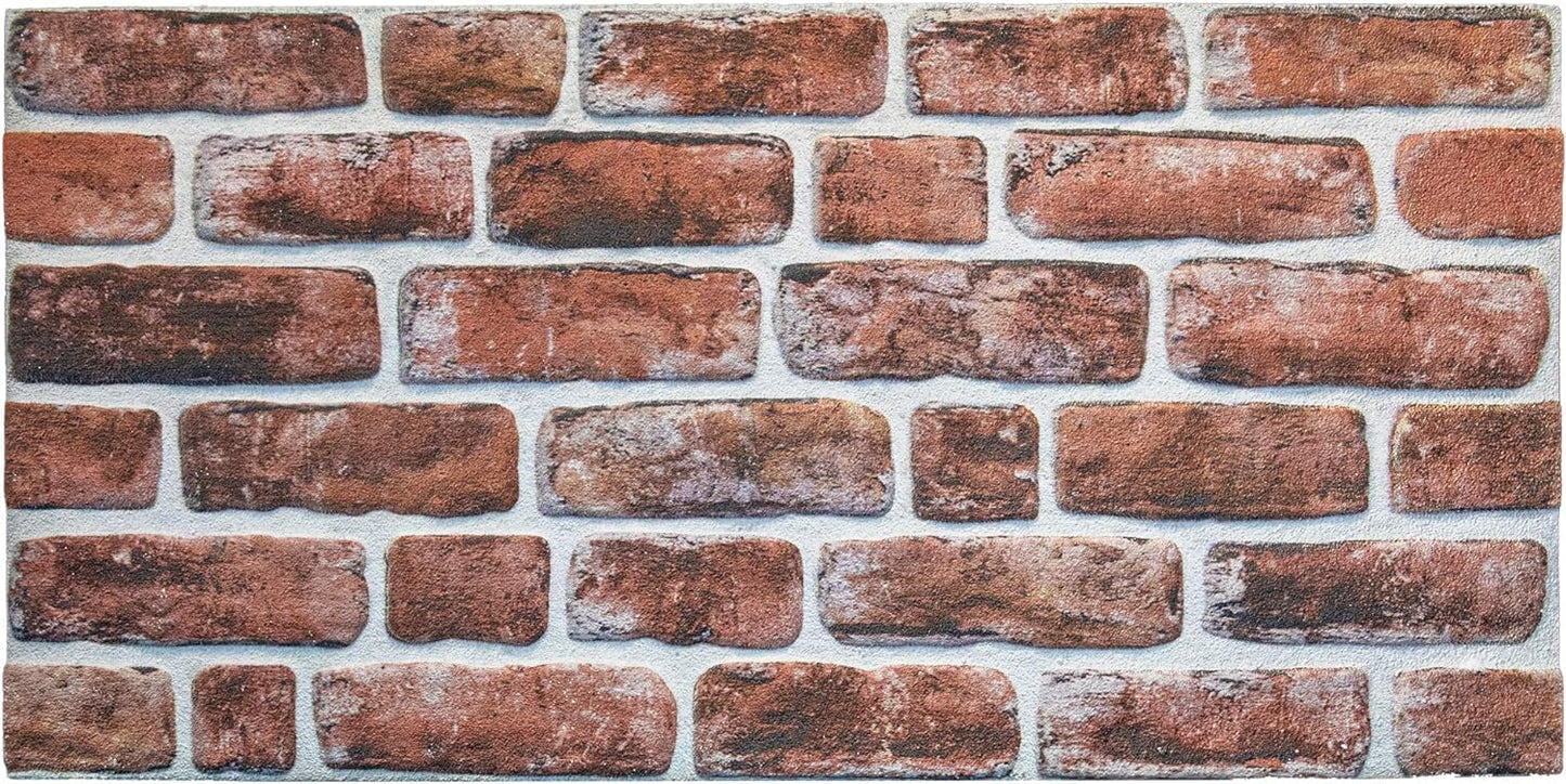 Dundee Deco 3D Wall Panels Faux Brick - Cladding, Mahogany Stone Look Wall Paneling, Styrofoam Facing for Living Room, Kitchen, Bathroom, Balcony, Bedroom, Set of 10, Covers 54 sq ft