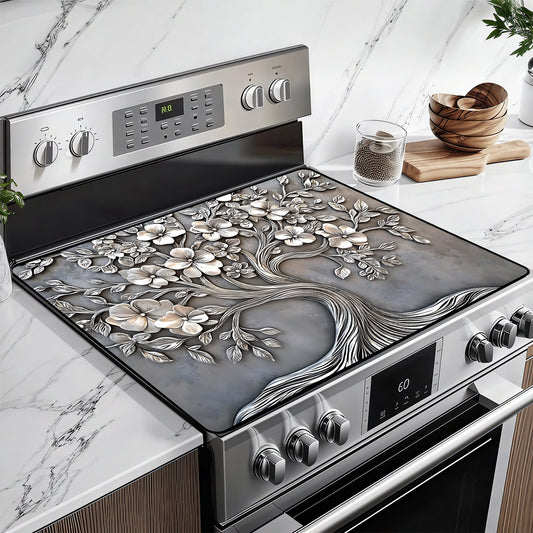 BSFHH Heat-Resistant Glass Stove Top Cover with Anti-Slip Rubber Coating – Electric Stove Protector, Scratch-Resistant, Expands Counter Space, Stylish Kitchen Decor (Tree)