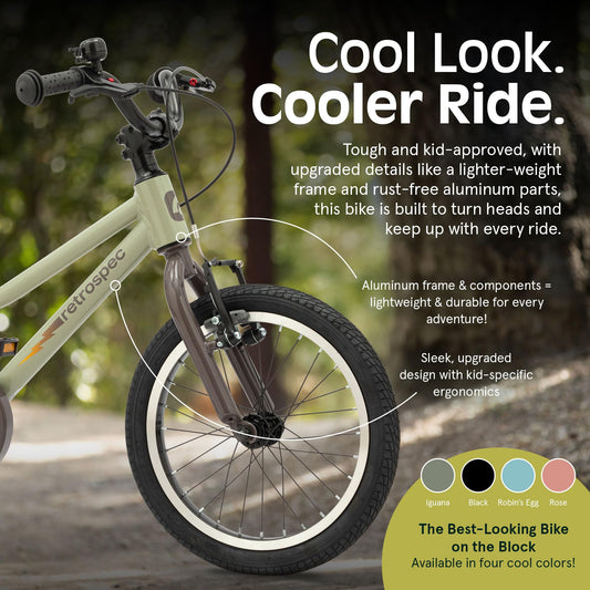 Retrospec Koda Plus 16in Kids Bike with Training Wheels - Adjustable Seat & Handlebars for Ages 4-6 - Lightweight 18.5lb Girls & Boys Bicycle with v-Brakes
